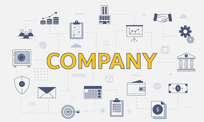 company concept with icon set with big word or text on center