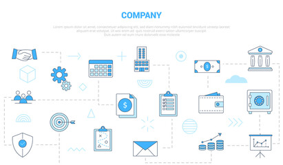 Fototapeta na wymiar company business concept with icon set template banner with modern blue color style