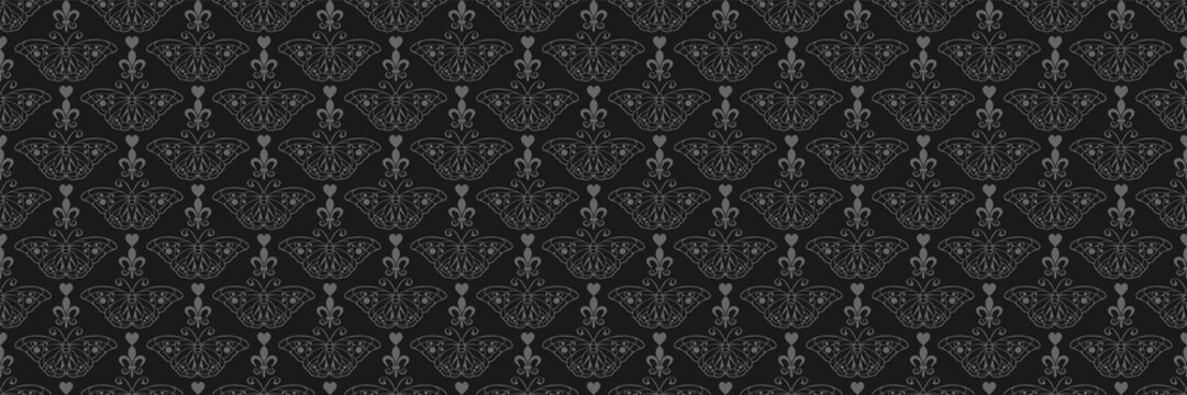 background pattern with decorative ornament on a black background seamless texture wallpaper for your design vector image