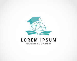 Education logo creative technology success world globe design template