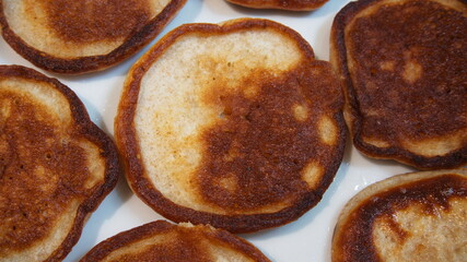 toasted pancakes on a plate, selective focus
