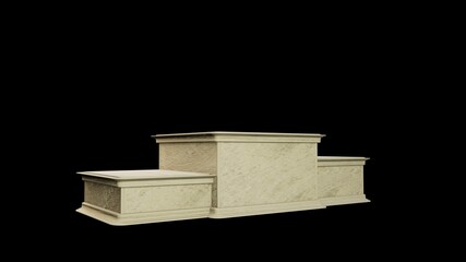 stone winners pedestal on black background, isolated - object 3D illustration