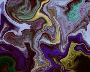 Obraz premium Abstract blue and yellow wavy psychedelic background 