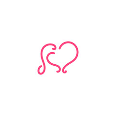 Pink triple s, sss love logo design. icon lines symbolize connections with family or peoples.