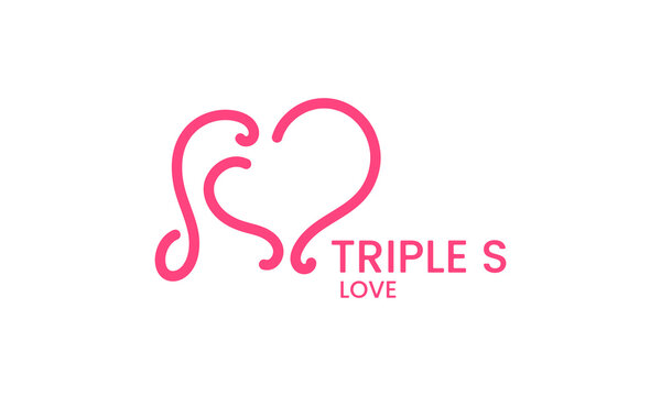 Pink triple s, sss love logo design. icon lines symbolize connections with family or peoples.