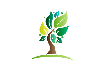 Tree ecology environment protection symbol logo vector