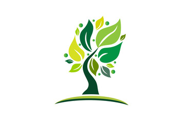 Tree ecology environment protection spring leaves symbol logo vector