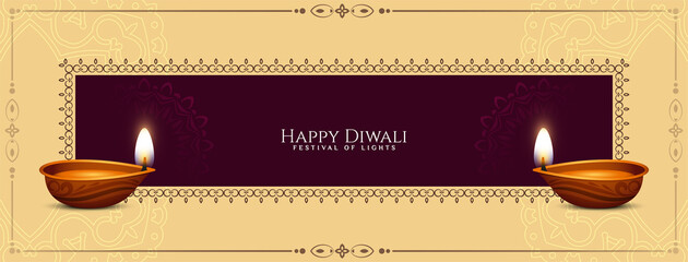 Happy Diwali festival elegant ethnic banner design
