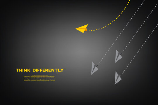 Flying paper airplanes. New idea, change, trend, courage, creative solution, innovation and unique way concept.