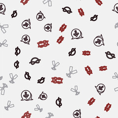 Set line Nautical rope knots, Anchor, Crossed oars paddles boat and on seamless pattern. Vector