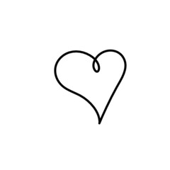 Abstract heart as continuous line drawing on white background. Vector