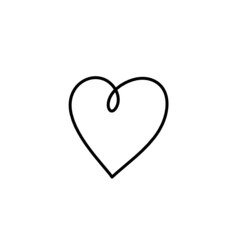 Abstract heart as continuous line drawing on white background. Vector