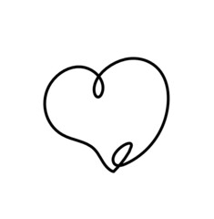 Abstract heart as continuous line drawing on white background