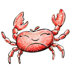 Glitter crab cartoon isolated illustration