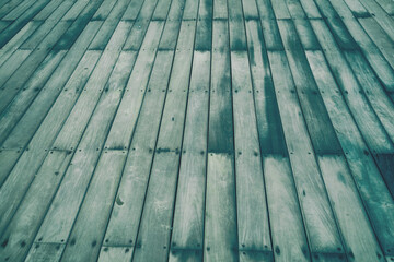 Green vintage background boardwalk, old wooden deck