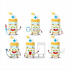 Doctor profession emoticon with yellow firecracker cartoon character