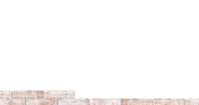 Red brick wall construction on white background. Concept of construction. Copy space.