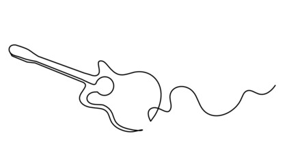 Abstract guitar as continuous lines drawing on white background. Vector
