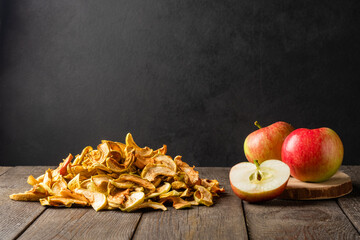 Dried apples, dehydrated apples. Homemade dried organic apple sliced.