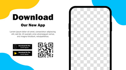 Mobile App. Download app. Banner page for downloading a mobile application. Smartphone blank screen for your applications. Vector illustration