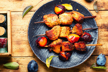 Kebab in plum marinade,BBQ meat