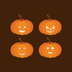 Vector graphic illustration, Jack o lantern or halloween pumpkin with flat design concept
