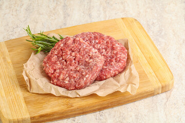 Raw beef burger cutlet for grill