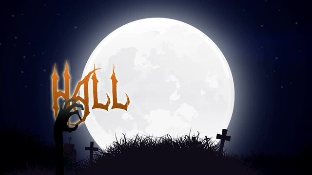 Halloween night with blue Moon and bats flying - Animation with DOF 
