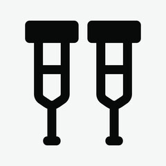 Crutches icon vector illustration in solid style about medical, use for website mobile app presentation