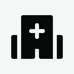 Hospital icon vector illustration in solid style about medical, use for website mobile app presentation