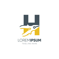 Letter H Pliers Logo Design Vector Icon Graphic Emblem Illustration Background Template