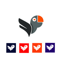 Bird logo concept design stock illustration.Parrot icon. 