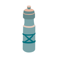 drinking bottle with a soft blue color and flat design illustration.