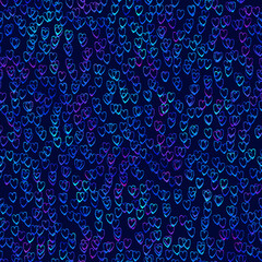 Watercolor Brush Heart Seamless Pattern Love Grange Hand Painted Design in Blue Color. Modern Grung Collage Background for kids fabric and textile