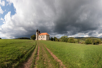 Church of St. Margaret from the 18th century near Šonov. Beautiful church chapel in middle of...