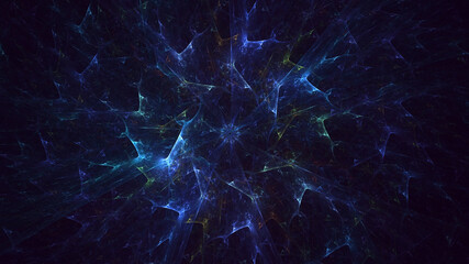 3D rendering abstract blue fractal light background