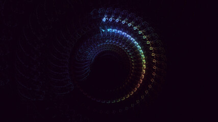 3D rendering abstract multicolor fractal light background