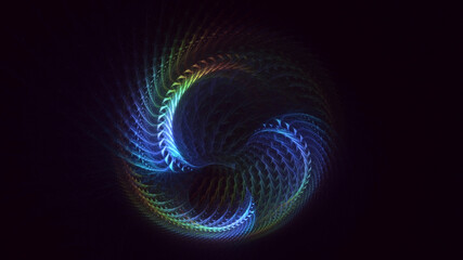 3D rendering abstract blue fractal light background