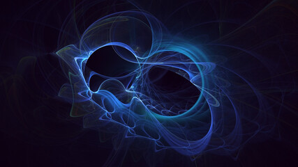 3D rendering abstract blue fractal light background