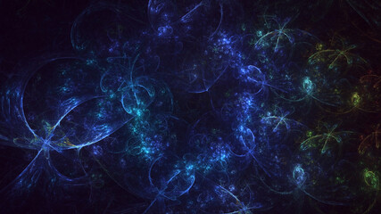 Obraz premium 3D rendering abstract blue fractal light background