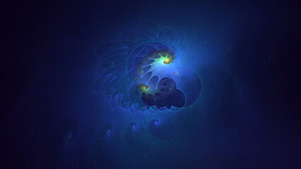 Obraz premium 3D rendering abstract blue fractal light background