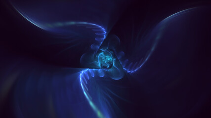 3D rendering abstract blue fractal light background