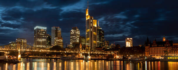 Skyline of Frankfurt am Main, Germany, European Finance Capital - obrazy, fototapety, plakaty