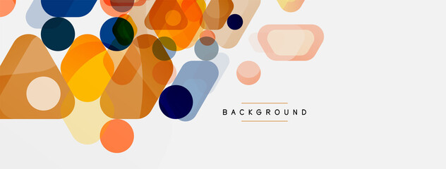 Color bubbles and rounded geometric shapes on white. Vector geometric minimal abstract background for wallpaper, banner, background, landing page