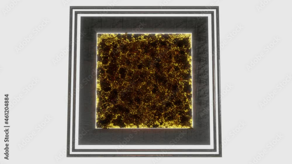 Aufkleber animated abstract picture with gold texture in a black frame on a white background. looped backgroun