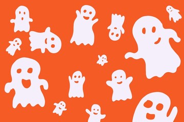 scary ghostly monsters with halloween festival orange wallpaper 