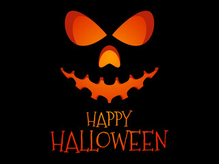 Happy Halloween scary pumpkin face. Halloween Jack O Lantern. Glowing lantern with a pumpkin face. Design a template for invitations, leaflets and greeting cards. Vector illustration