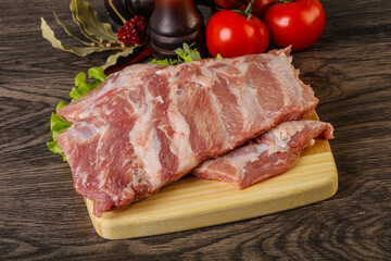 Raw pork ribs for cooking