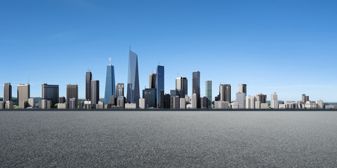 Obraz premium Cityscape with empty floor