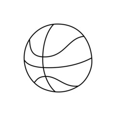Basketball. Sports ball sketch. Color icon. Vector freehand illustration.